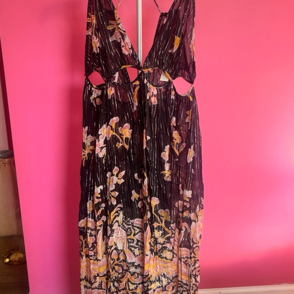 Anthropologie ladies black metallic bohemian cut out summer dress NWT! - Picture 3 of 10